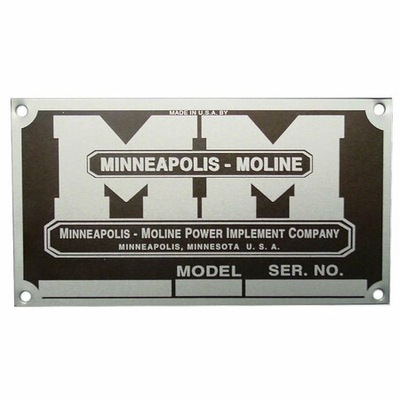 AFTERMARKET MMS032 Blank Serial Number Tag With 4 Rivets  Fits Minneapolis Moline MMS032-STR